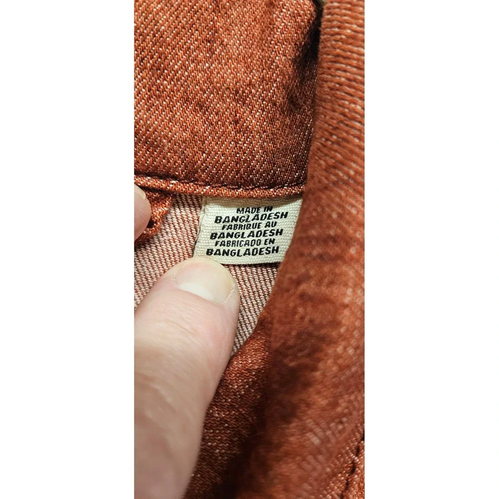 Levis Trucker Jacket Mens XL Burnt Orange Rust Denim Button Front Coat XL
